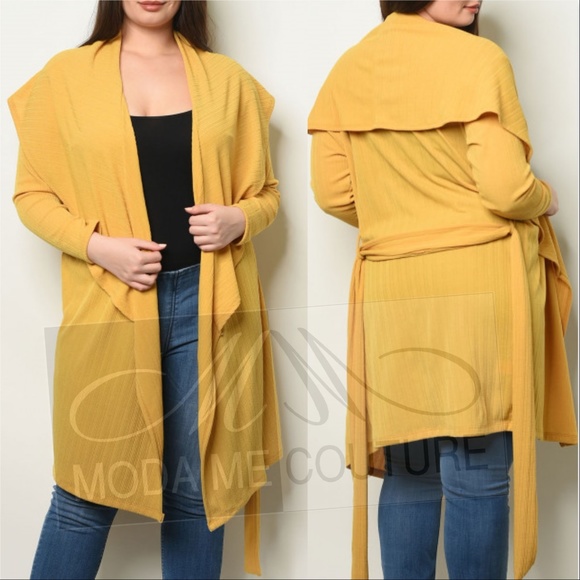 MODA ME COUTURE Tops - PLUS SIZE MUSTARD DUSTER TOP